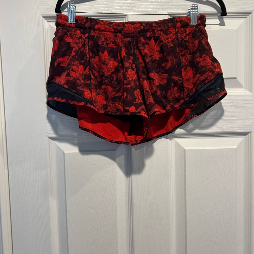 Lululemon Running Shorts, size 12, GUC, liner, black & red